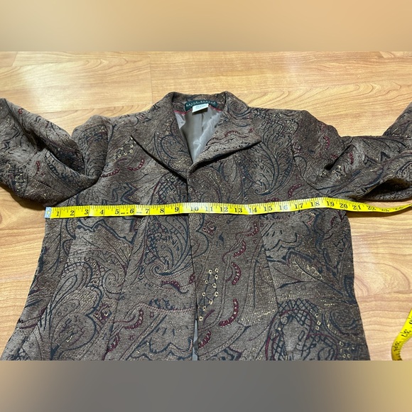 Harve Bernard Open Tapestry Brown Textured Jacket Blazer Size 14 - Picture 6 of 9